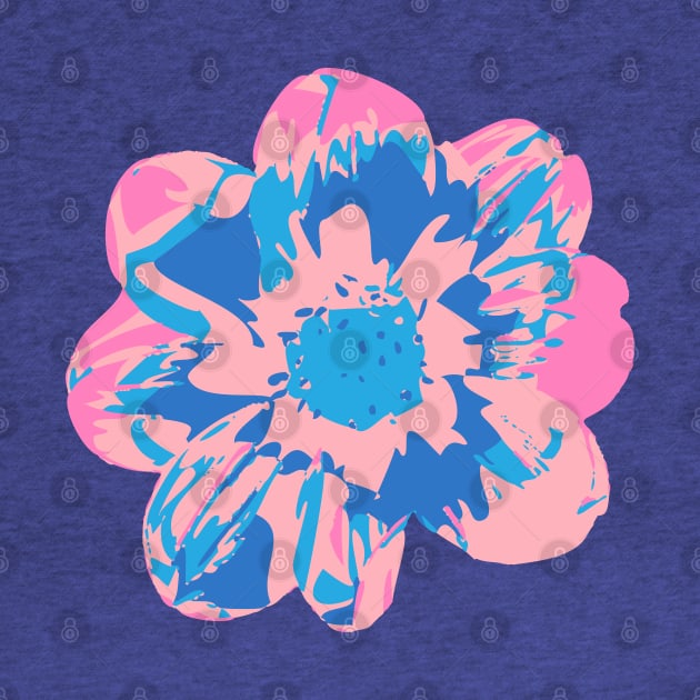 COSMIC COSMOS Big Abstract Floral Summer Bright Flower - Pale Pink Royal Blue Dark Blue - UnBlink Studio by Jackie Tahara by UnBlink Studio by Jackie Tahara